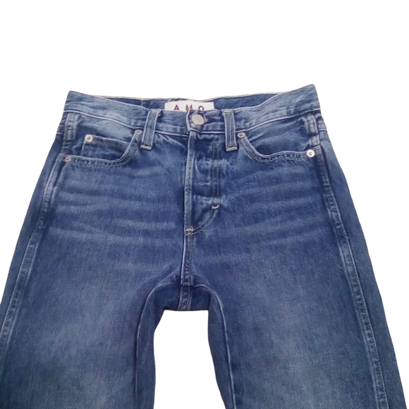 AMO Women's Blue Factory Distressed Raw Hem Jeans Size 24 - Picture 2 of 8